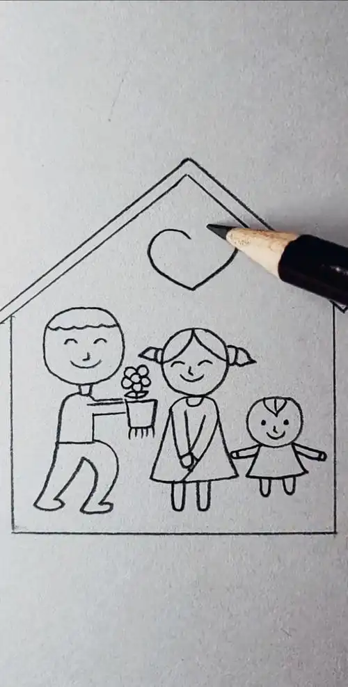 简笔画#用520画一家三口,很简单!
