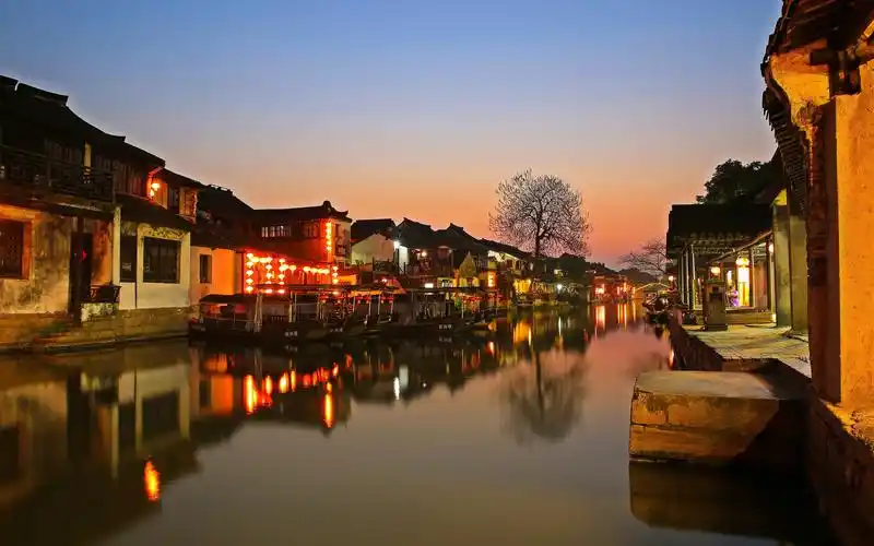 西塘古镇唯美夜景图片桌面壁纸