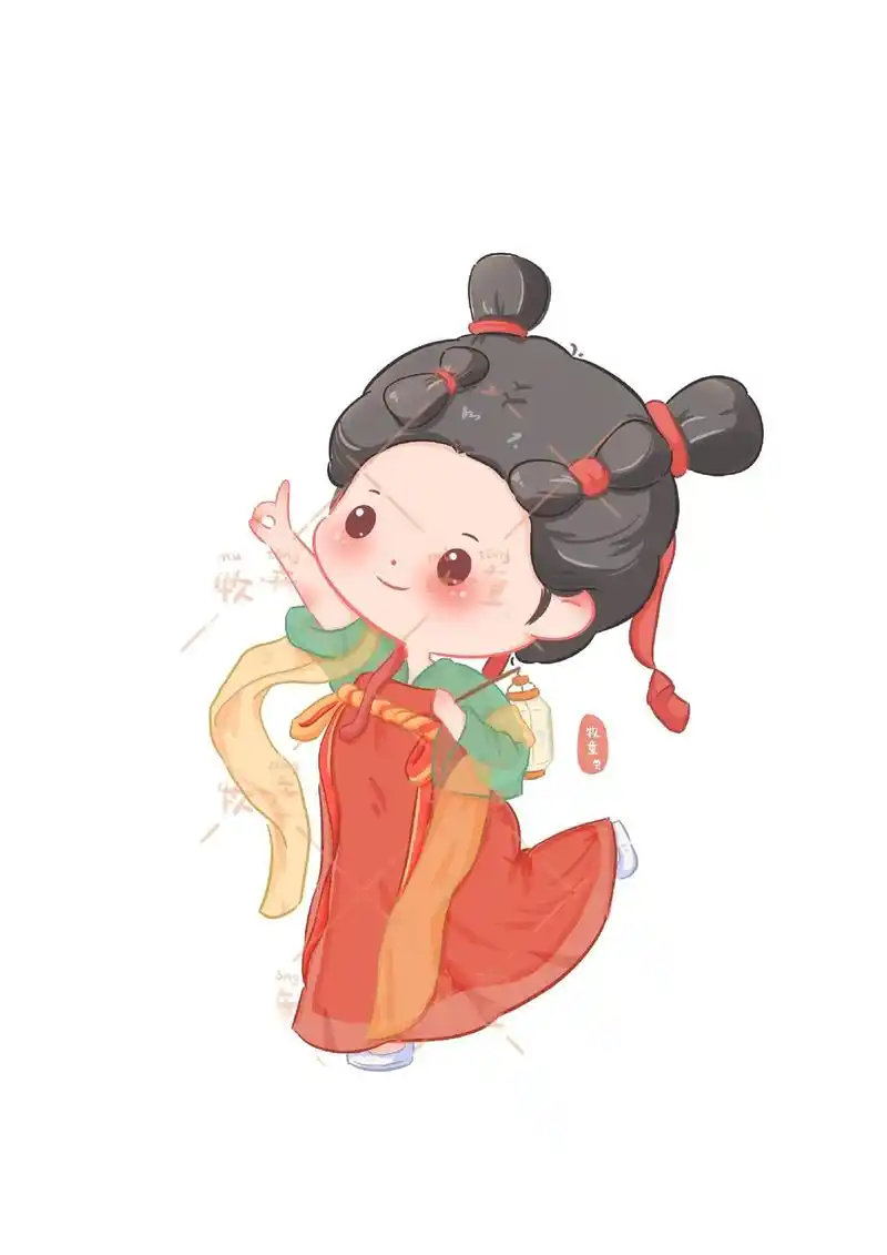 q版-汉服小姐姐(附线稿)#q版人物 #画渣日常  #绘画  - 抖音