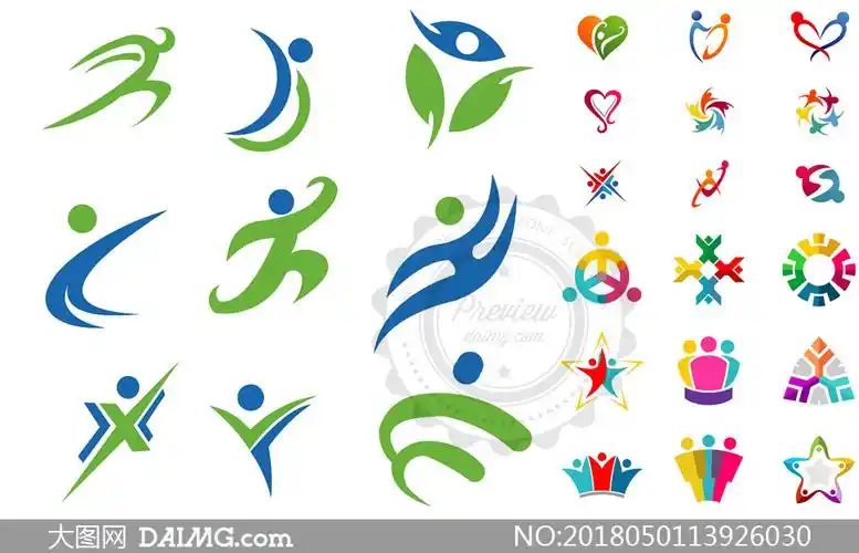 多彩人形元素标志创意设计矢量素材