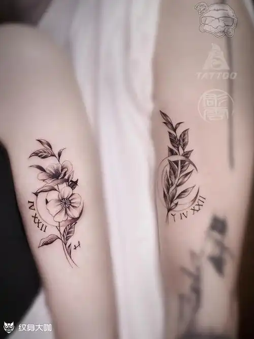 情侣素花小图纹身
