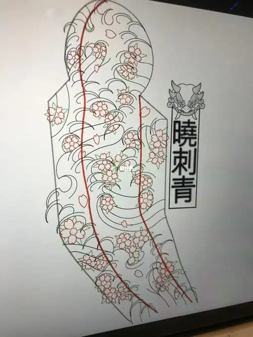 花臂纹身  #纹身手稿  #浪花纹身  #水浪花臂纹身