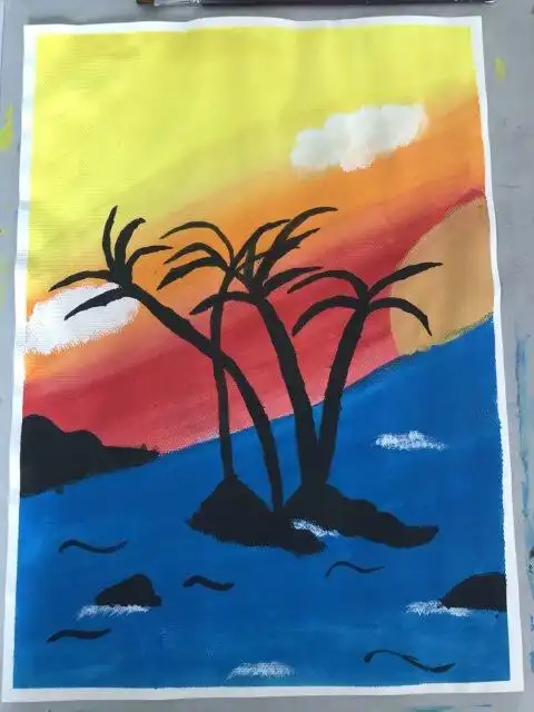 (风景画)背景的渐变色,物体的形状,形成了一幅美丽的画