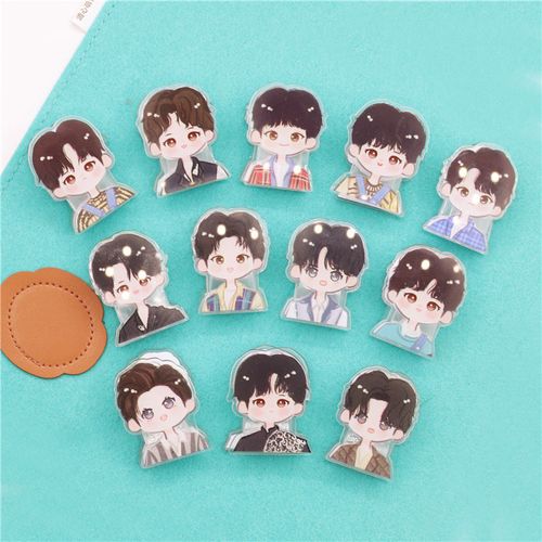 tfboysq版王俊凯周边王源易烊千玺卡通可爱亚克力胸章pp夹胸针