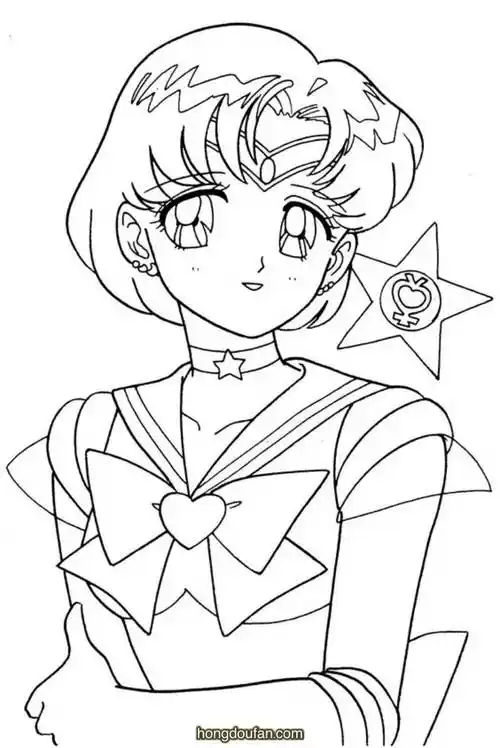 美丽的二次元美少女公主涂色图片免费下载-红豆饭小学生简笔画大全