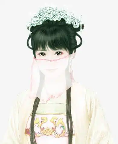 古风立绘白衣面纱女子