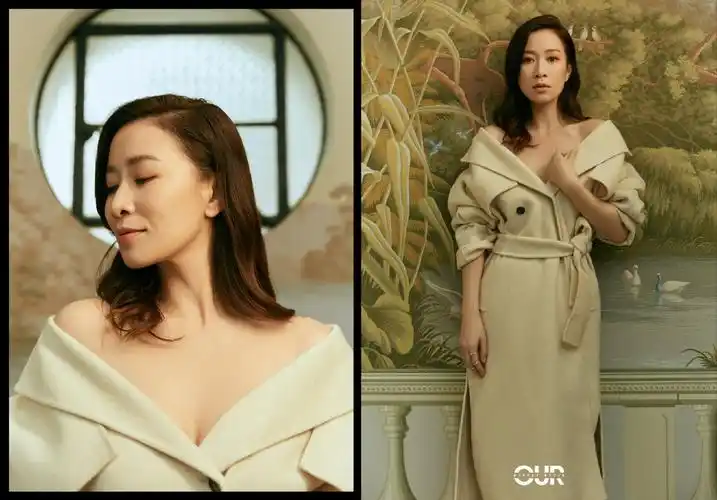 佘诗曼一字肩波浪卷写真图片