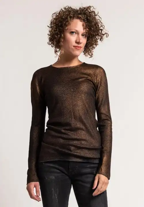 metallic sweater in black/chocolate
