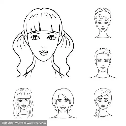 头像和脸部轮廓图标在集合