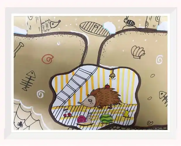 儿童创意画刺猬02过冬