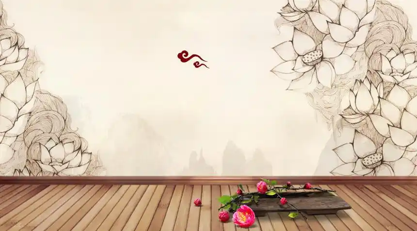 中国风木纹中医养生讲座海报背景素材