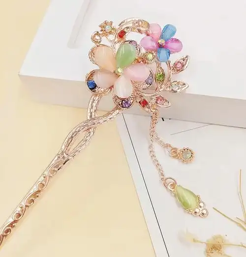 发簪复古风配饰发饰流苏韩国古典步摇簪子发钗盘发头饰钗子木簪子 fz