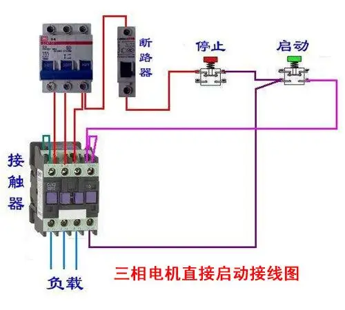 三相电机直接启动接线图及启动过程解说