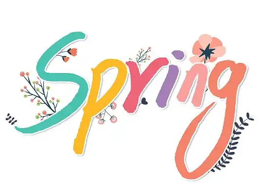 spring春天英文手写艺术字彩色spring