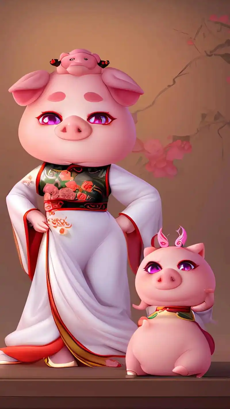 中国汉服超级可爱的小拟人化猪#十二生肖@305478 - 抖音