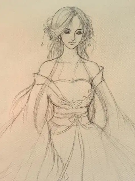 古装女子简笔画素描画