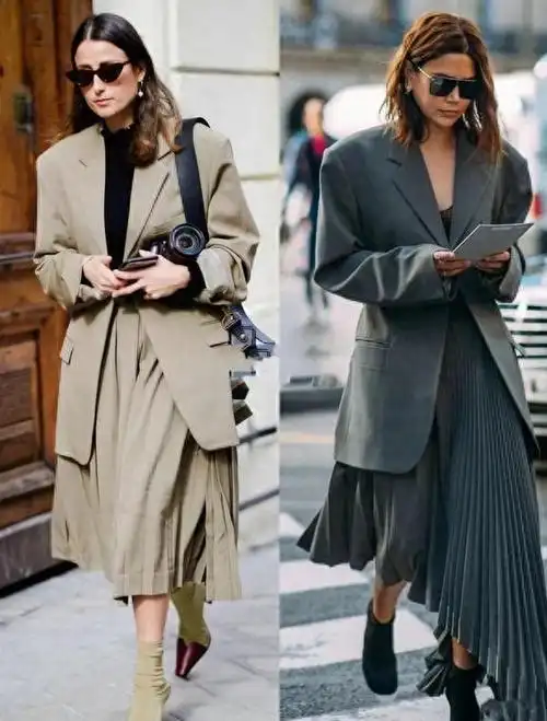 看欧美街拍就明白,秋季西服"穿加不穿减",太适合大骨架人群了