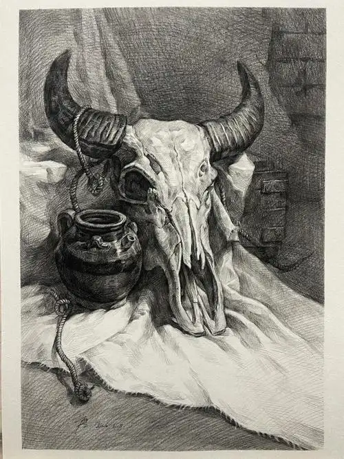 很久正儿八经的画素描了静物组合带步骤