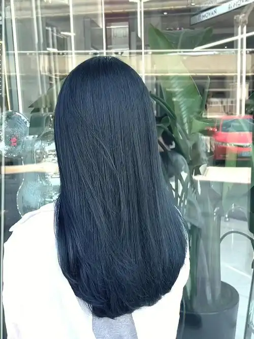 黑色中带点蓝色调的染发颜色蓝黑色