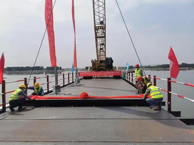 焦唐高速沙河特大桥钢栈桥合龙贯通图视频