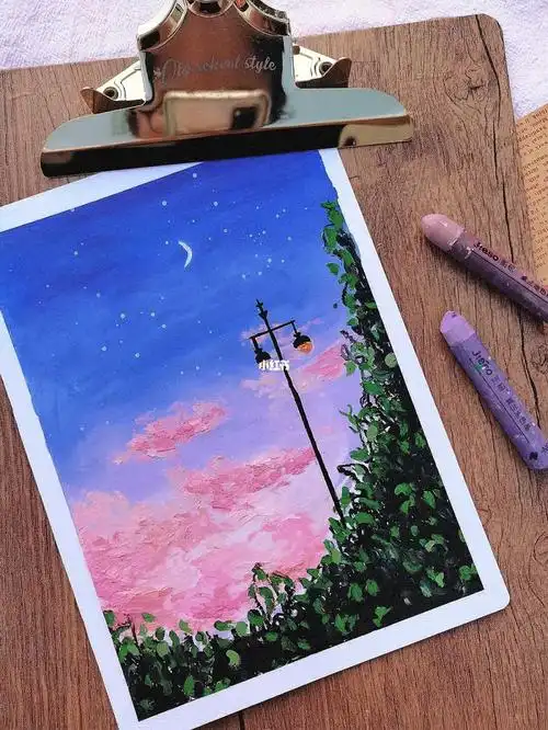 油画棒落日晚霞