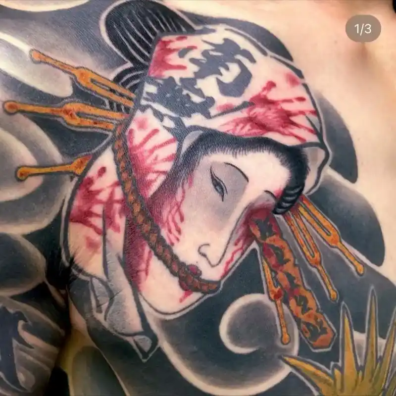 日式老传统,生首,文身素材#纹身 #tattoo # - 抖音
