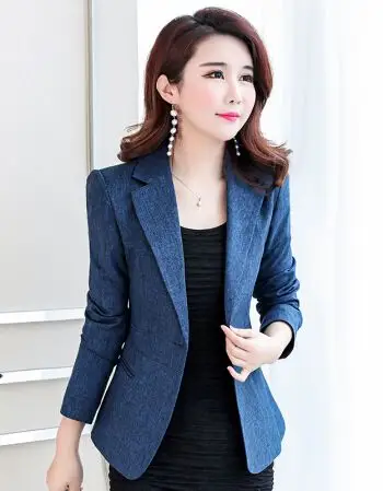 洛荻黛新款春秋装修身女士小西服长袖休闲气质小西装外套女短款上衣