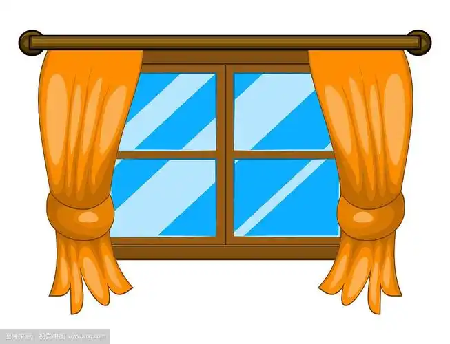卡通窗户与窗帘符号图标设计