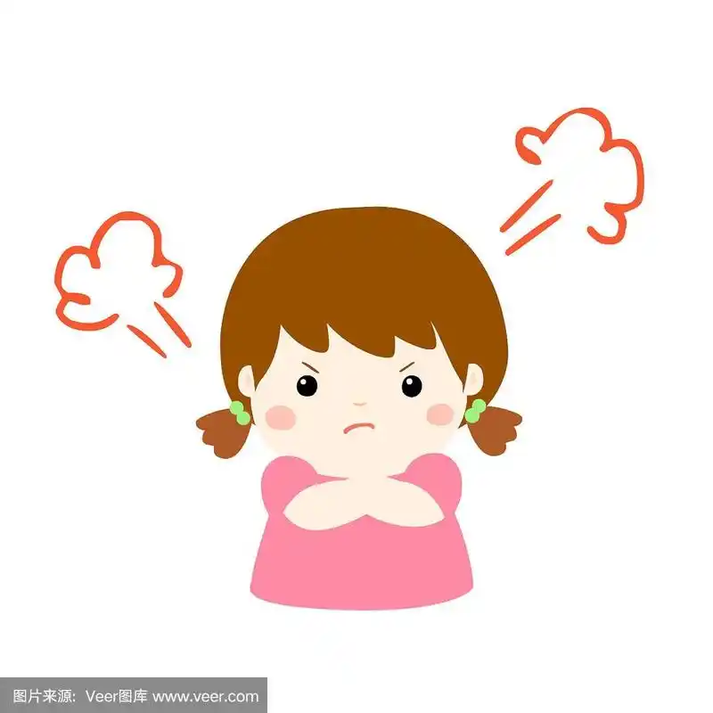可爱的卡通愤怒的女孩角色