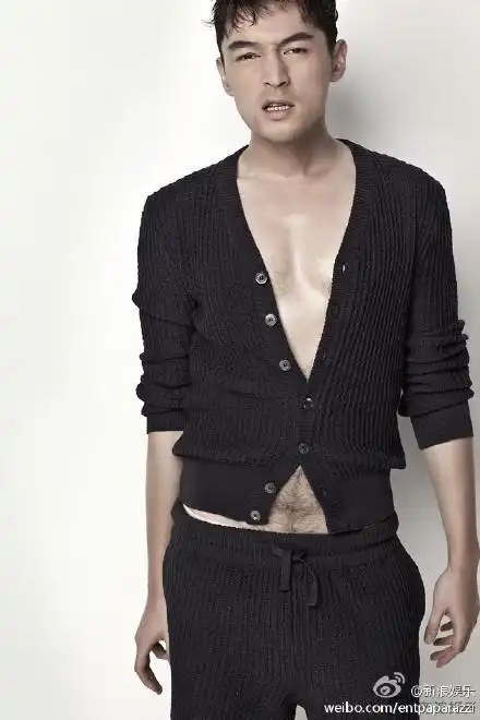 胡歌拍大尺度写真他肚子上的毛多得吓人