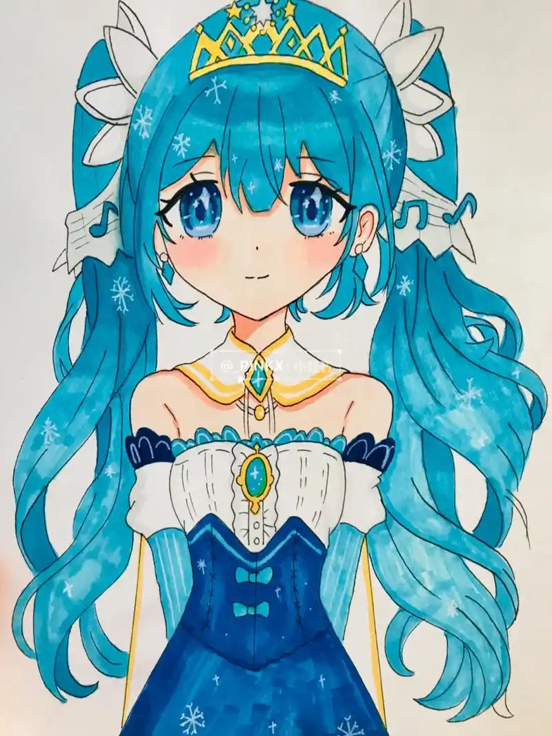 马克笔手绘儿童画/动漫人物/q版柯南/蘑菇 动漫人物女生初音 q版柯南