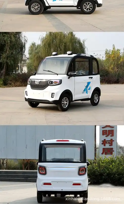 方向盘四轮手把手四轮电动车全封闭式老年代步车成人用带棚电瓶车