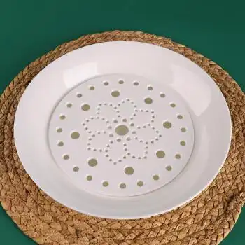锦凤陶瓷饺子盘沥水双层两用水饺盘多功能盘子沥水盘蒸盘10英寸纯白