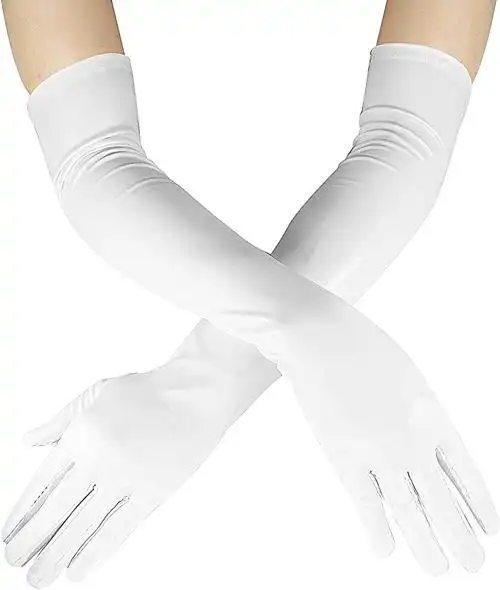 luwint 女式弹性闪亮湿长手套