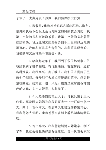 二年级寒假日记50字十篇.doc 3页