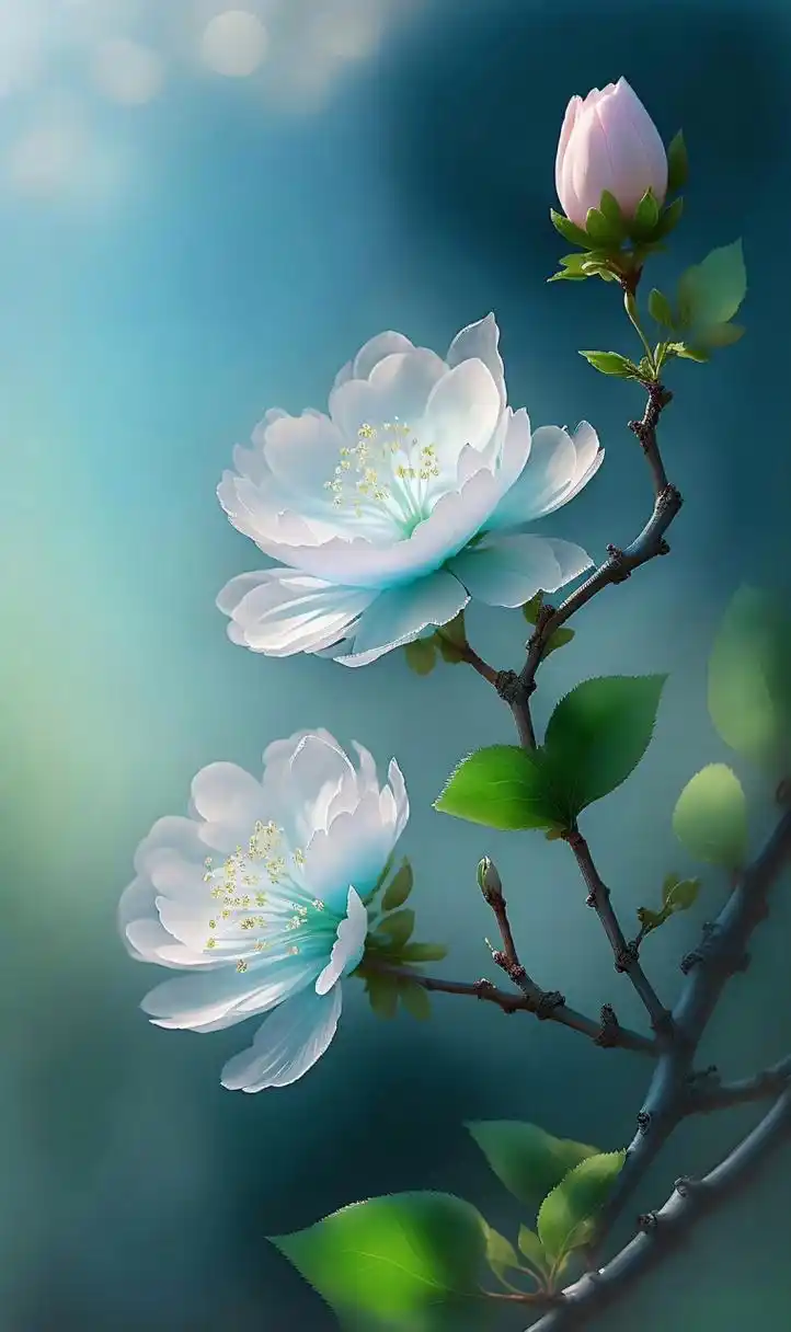 精美al绘画淡雅幽蓝花朵壁纸