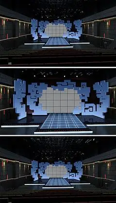 室内简约企业发布会t台舞台舞美设计