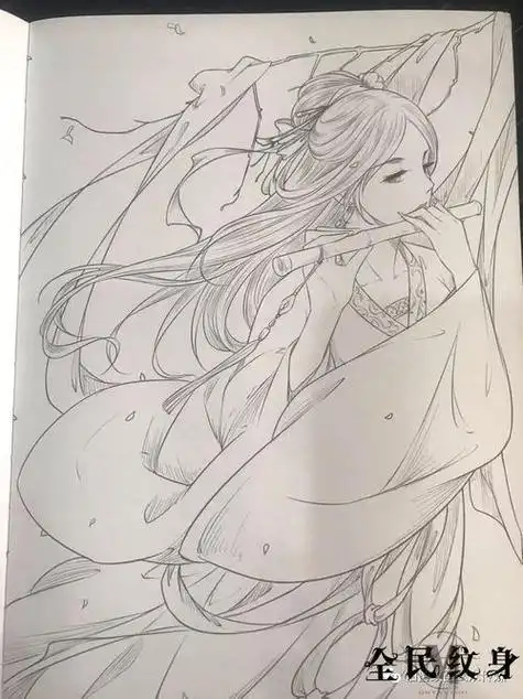 动漫素材插画绘画线稿手绘女生男生长发短发转载二次元古风ipad简笔画