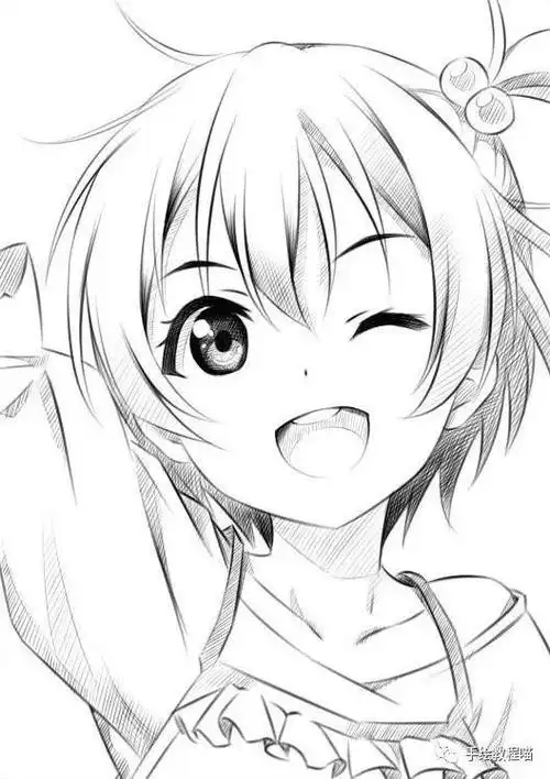 手绘教程:教你画素描风动漫学生妹《lovelive!