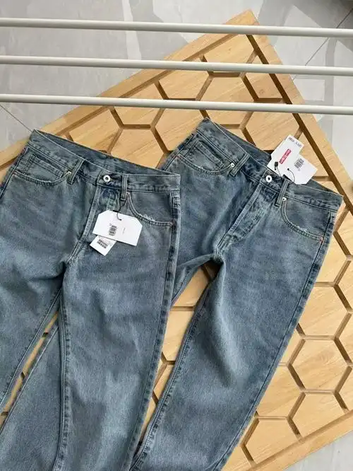 重工拼皮刺绣高密度做工走线李维斯联名复古水洗赤耳牛仔裤