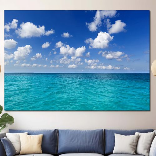 大海海报海浪花客厅沙发背景墙画蓝天白云装饰挂画蓝色风景大卧室