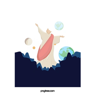 卡通手绘耶稣 i>升 /i> i>天 /i>图