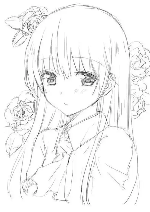 素描动漫风格的女孩图纸(27张)