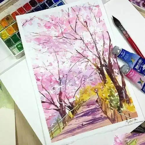 《呓鹿水彩》水彩风景第六十一课:乡村简单的水彩风景画入门技法视频