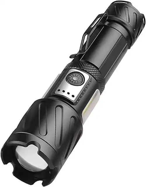 超亮 led 手电筒 xhp99 12000 流明,可充电 led 战术手电筒带 cob 侧