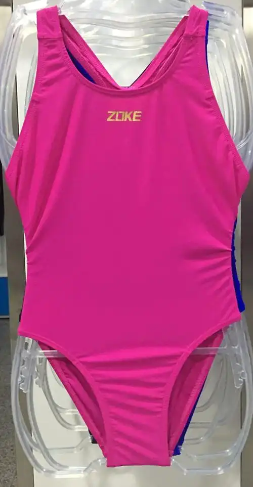 zoke儿童泳衣女童中大童三角连体泳衣学生培训课专业训练游泳装备
