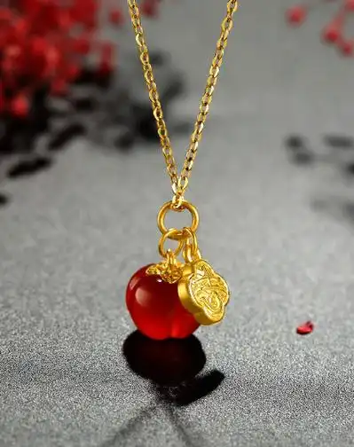 黄金吊坠国潮青绿江山5d硬足金吊坠定价