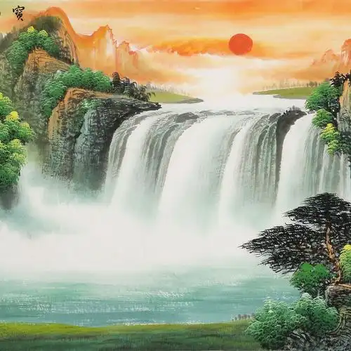 吴东 小六尺《宝地生金》聚宝盆山水画 - 聚宝盆山水画 - 99字画网