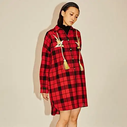 uooyaa/乌丫专柜正品2016条纹拼接大廓型直筒休闲衬衫