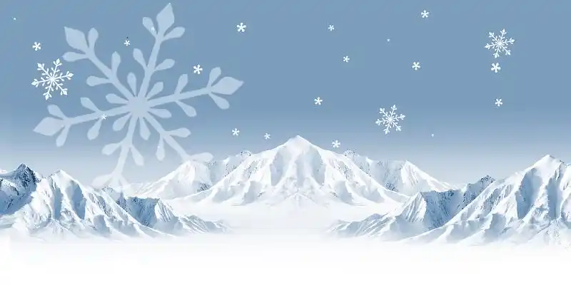 彩色大气山雪花雪冬天背景展板背景